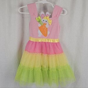 Rare Editions Toddler Girls Bunny Dress Size 2T Easter Spring Holiday Outfit